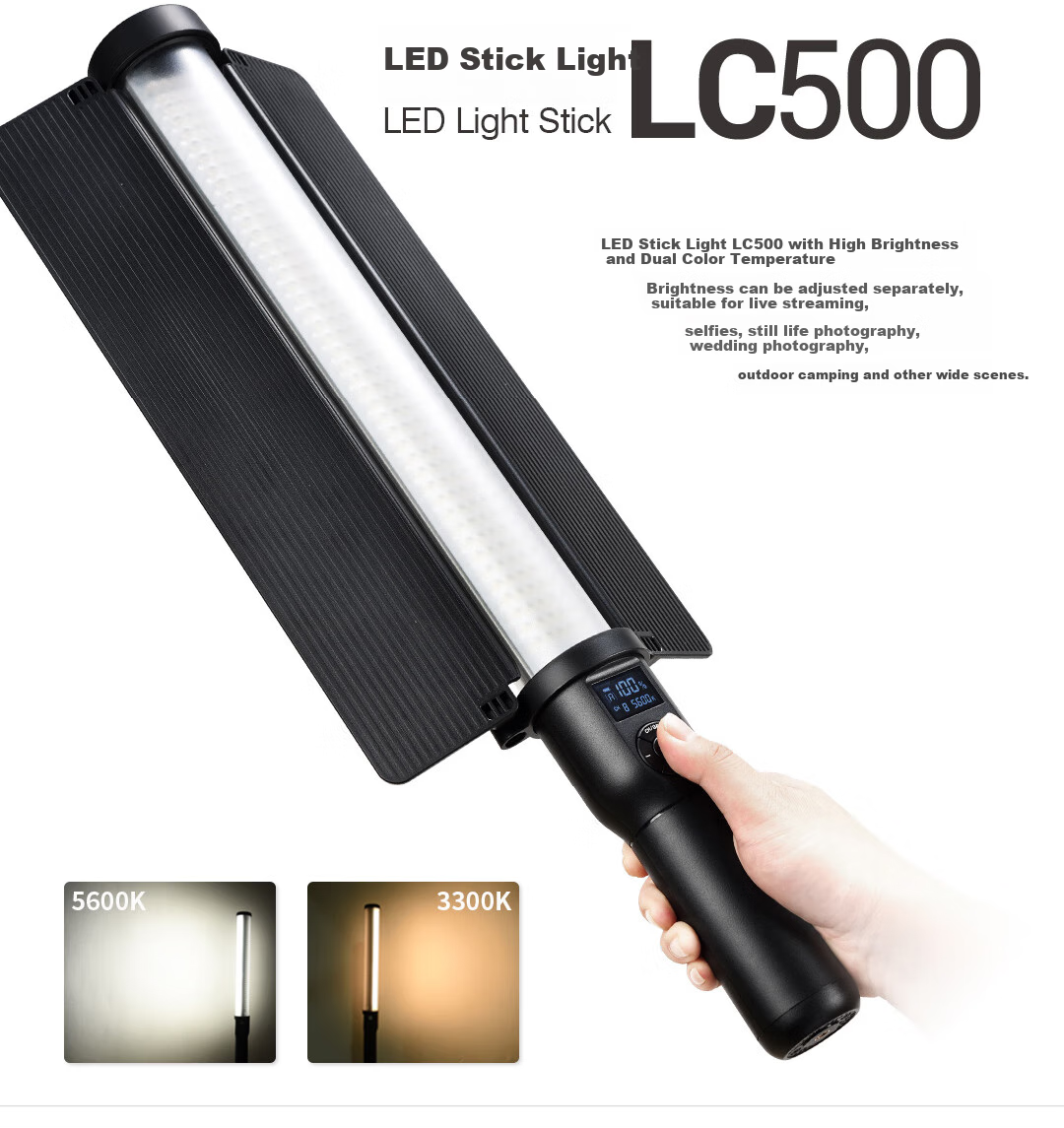 Godox LC500 Fill Light, RGB Fill Light, Ice Light, Portable Shooting Light for Portraits And Video, Multicolor Portrait Light Painting Stick Light 1