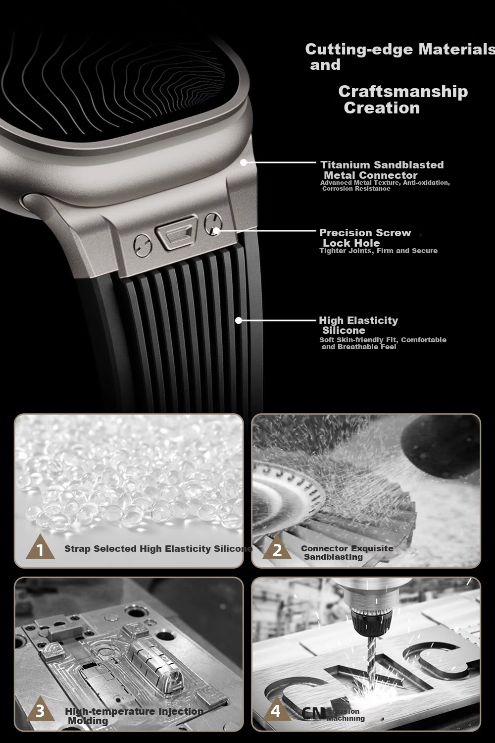 Biaodaige Compatible with Apple Watch S12 Band, S10 Band, S11/S9/S8/S7 Band, Summer Breathable, for Apple Watch Ultra 2/3/4, Big Bang 45/46/49MM, Black 5