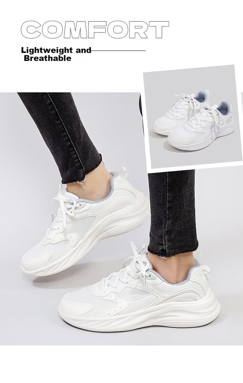 Huili Official Women's Shoes, Summer Breathable Mesh Sneakers, White Women's Shoes, Running Shoes for Women, Black, Size 36 12