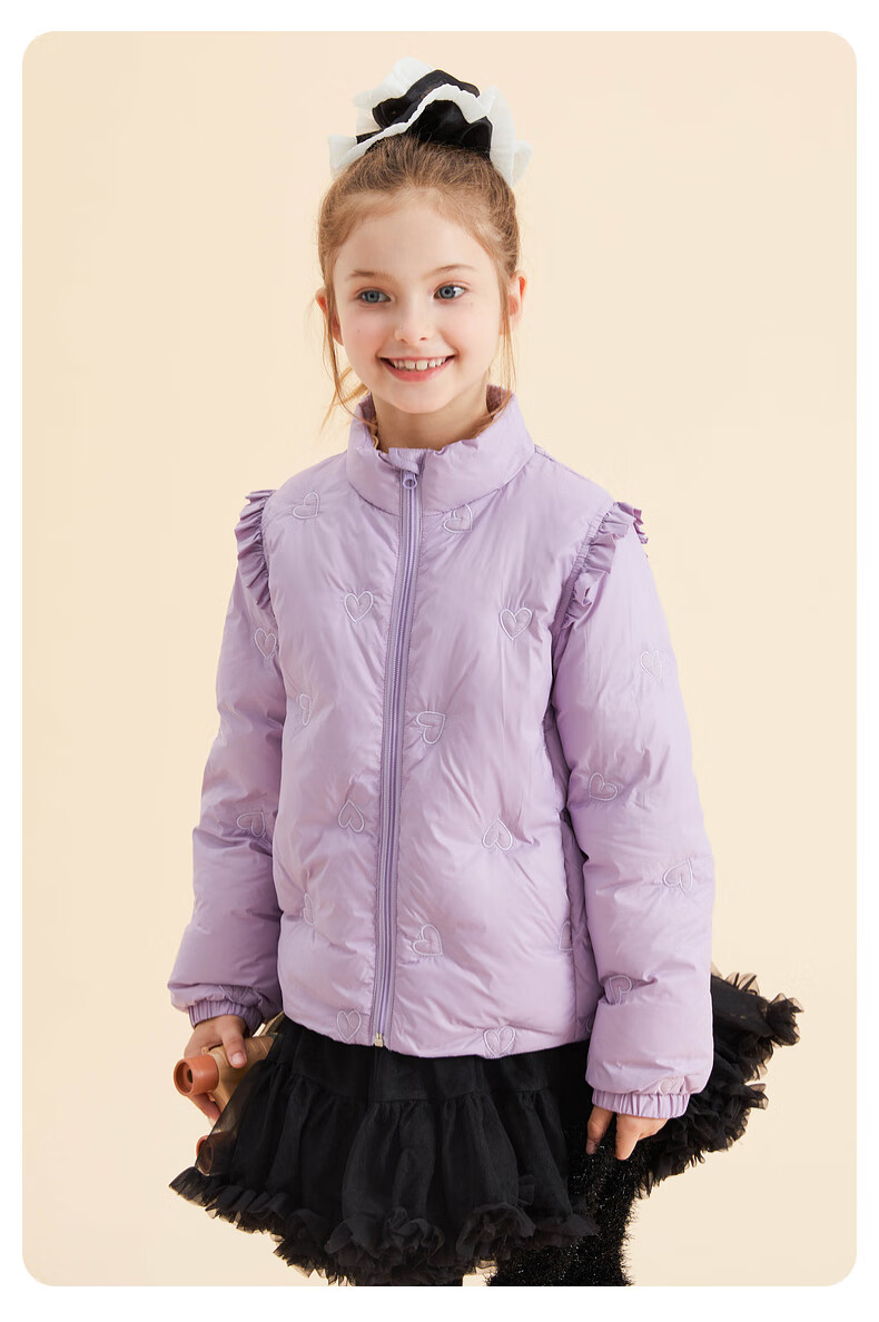 Follow Me Girls Lightweight Down Jacket Winter Children's White Duck Down Short Stylish Warm Coat Black 120cm 13