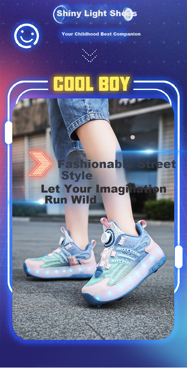 BKG Running Shoes for Boys, New Autumn Student Single Mesh Breathable Girls' Sports Roller Skates X25533-B15 4