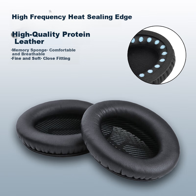 ESCASE Чехол для наушников Bose QC45, амбушюры для Bose QC25/35, черный, протеиновая кожа, 1 пара