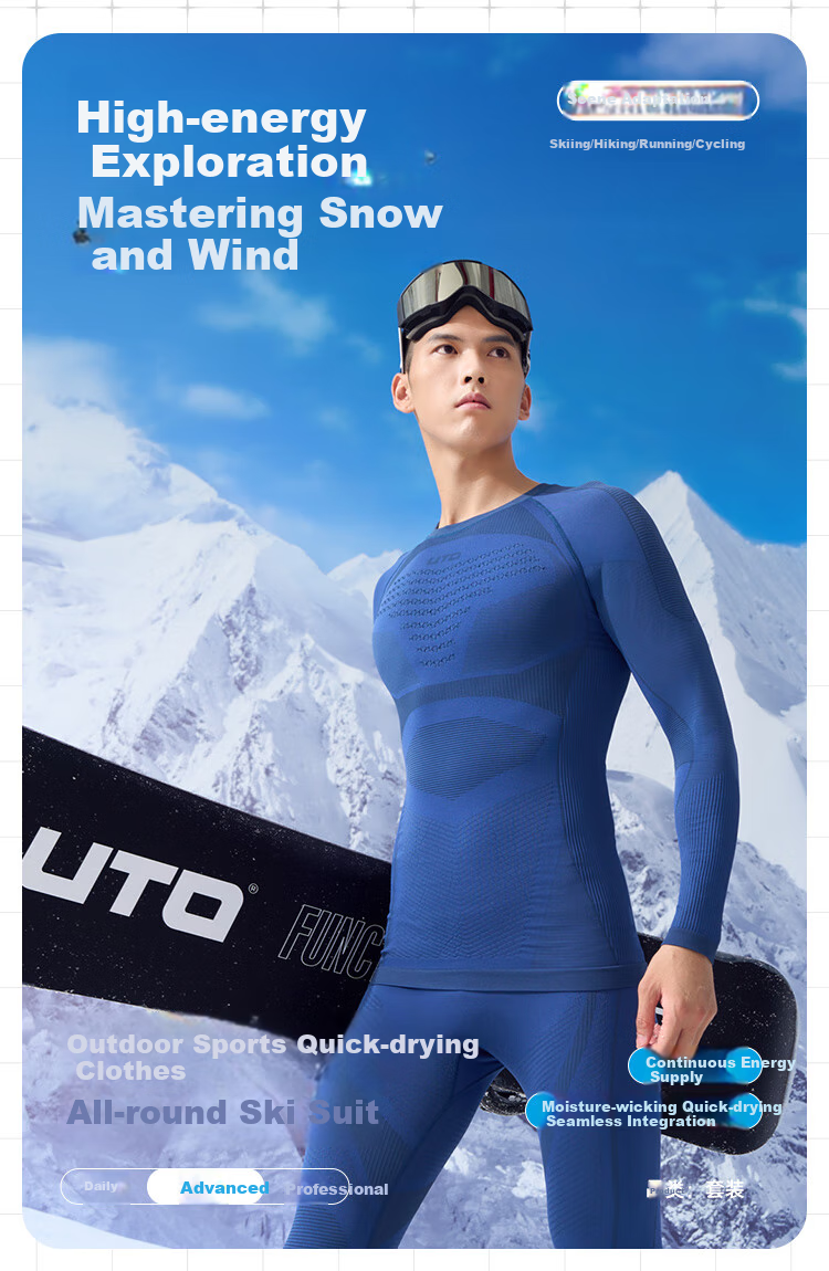 UTO All-Terrain Ski Compression Quick-Dry Shirt, Women's Functional Underwear, Outdoor Sports Warm Set, Lime Green, M 1