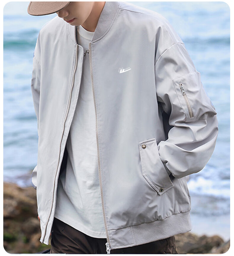 Huili Men's Jacket for Spring And Autumn Outdoor Windbreaker Casual Jacket American-Style Flight Suit Military Green Size L 21