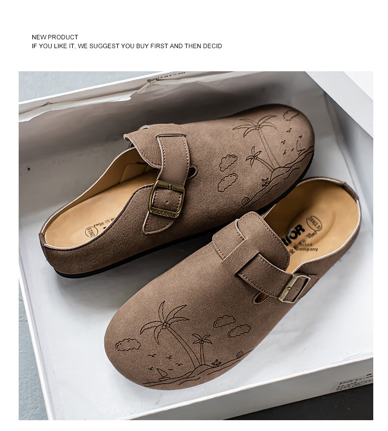 Huili Men's Shoes, 2026 Summer New Style Men's Birkenstock-Style Sandals, Casual Sports Shoes, Coffee Color, Size 41 13