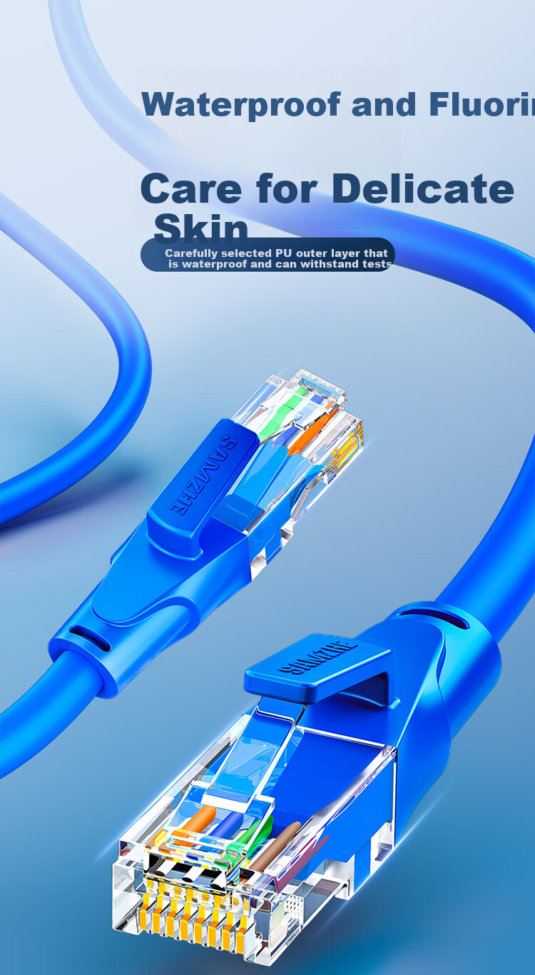 SAMZHE CAT6 Ethernet Cable, Gigabit High-Speed Broadband Cable, CAT6 Engineering Monitoring Computer Router Network Connection Home Patch Cord, 8-Core Twisted Pair, Blue, 8 Meters, LWD6080 3