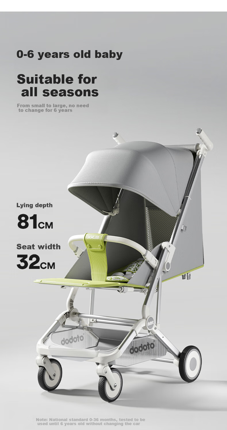 Dodoto Stroller for Boys And Girls, Lightweight, Can Sit Or Lie Down, Airplane-Friendly, Baby Walking Aid M9 Gold Black 3