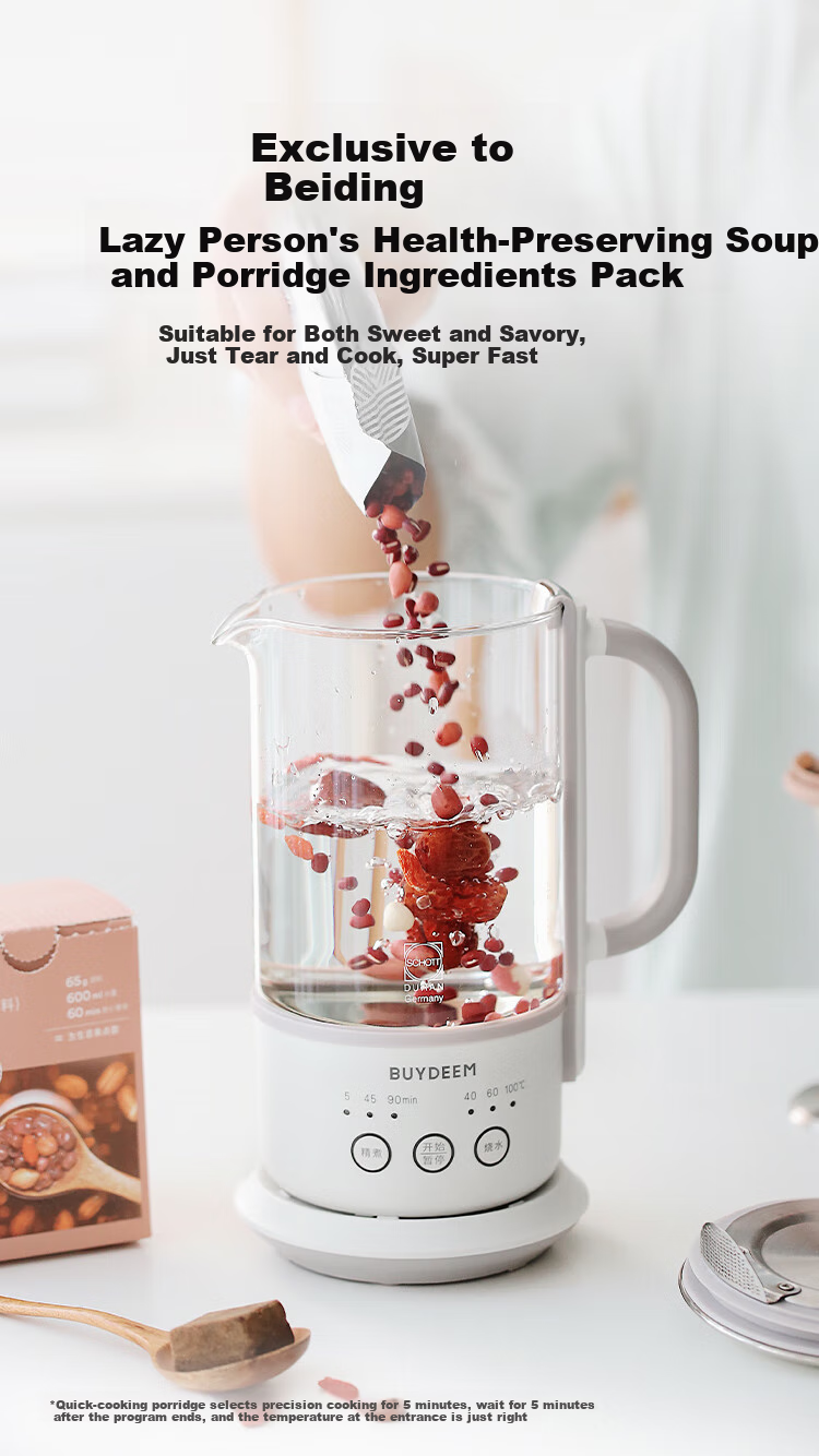 Buydeem [No Glue] Health Pot Water Kettle Multifunctional Tea Maker Mini Health Cup Office Hot Water Pot K36 Light Cypress Green + Mini Extraction Basket 6