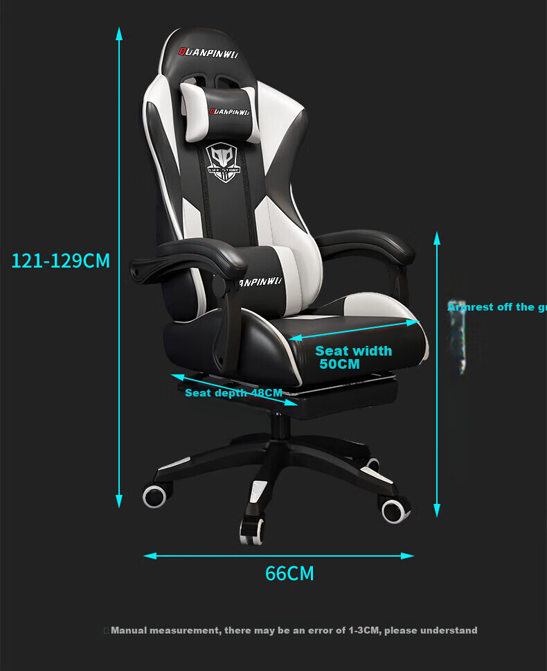 Quanpinwu Gaming Chair, Computer Chair for Men, Comfortable for Long Sitting, Office Chair, Reclining, Dormitory Ergonomic Chair, Height Adjustable, Gaming Seat 18