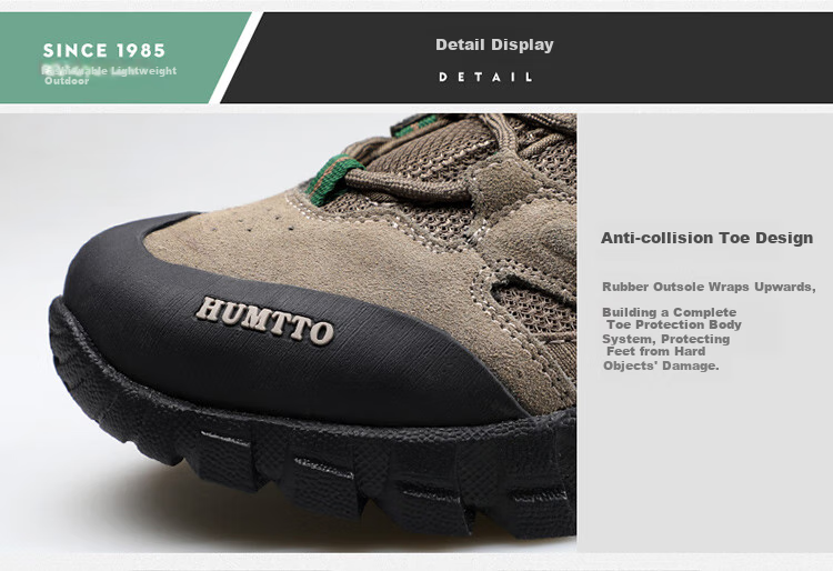HUMTTO Outdoor Non-Slip Hiking Shoes, All-Season Low-Top Breathable Shock-Absorbing Casual Trekking Shoes for Men, Khaki, Size 39 10