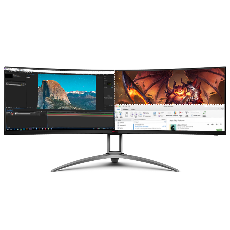 AOC Ai Gong 49-Inch DQHD, 165Hz, HDR400, Type-C 65W Built-In Speakers, 32:9 Curved Ultrawide Screen, Energy-Saving Gaming Monitor AG493UCX2