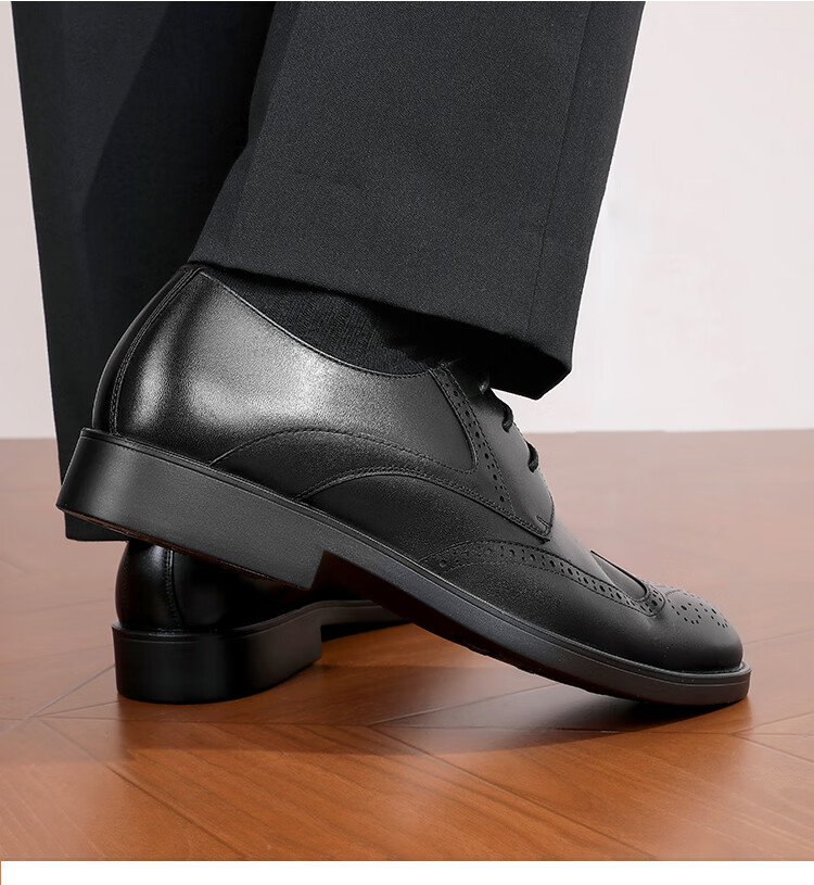 Goldlion Men's Shoes, Urban Formal Wear, Distinctive Carved Leather Shoes, Durable Comfortable Brogue Shoes, 59621018401A, Black, Size 40 6