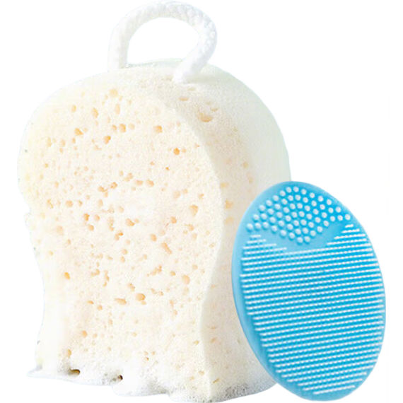 DOCTOR MA Baby Bath Sponge, Hair Washing Brush, Silicone Baby Bath Tool, Children's Bath Sponge + Hair Washing Brush