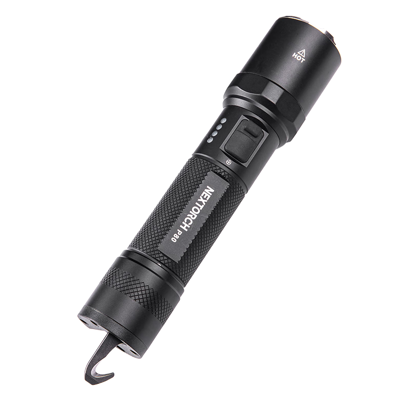 NEXTORCH P80MT Tactical High-Intensity Flashlight with Hook Knife Tail Cap Multi-Functional Duty Outdoor Emergency Self-Defense Torch