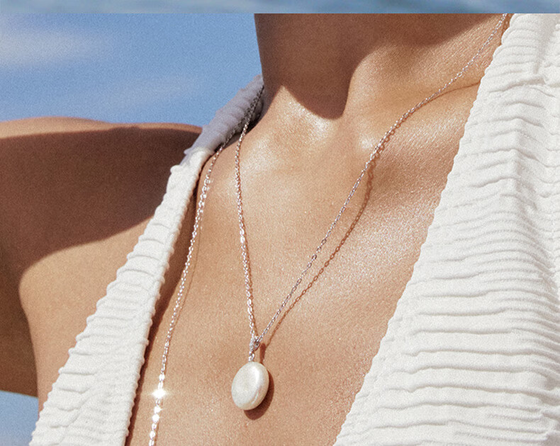 HEFANG Button Pearl Long Necklace Luxury Birthday Gift for Girlfriend Wife 8