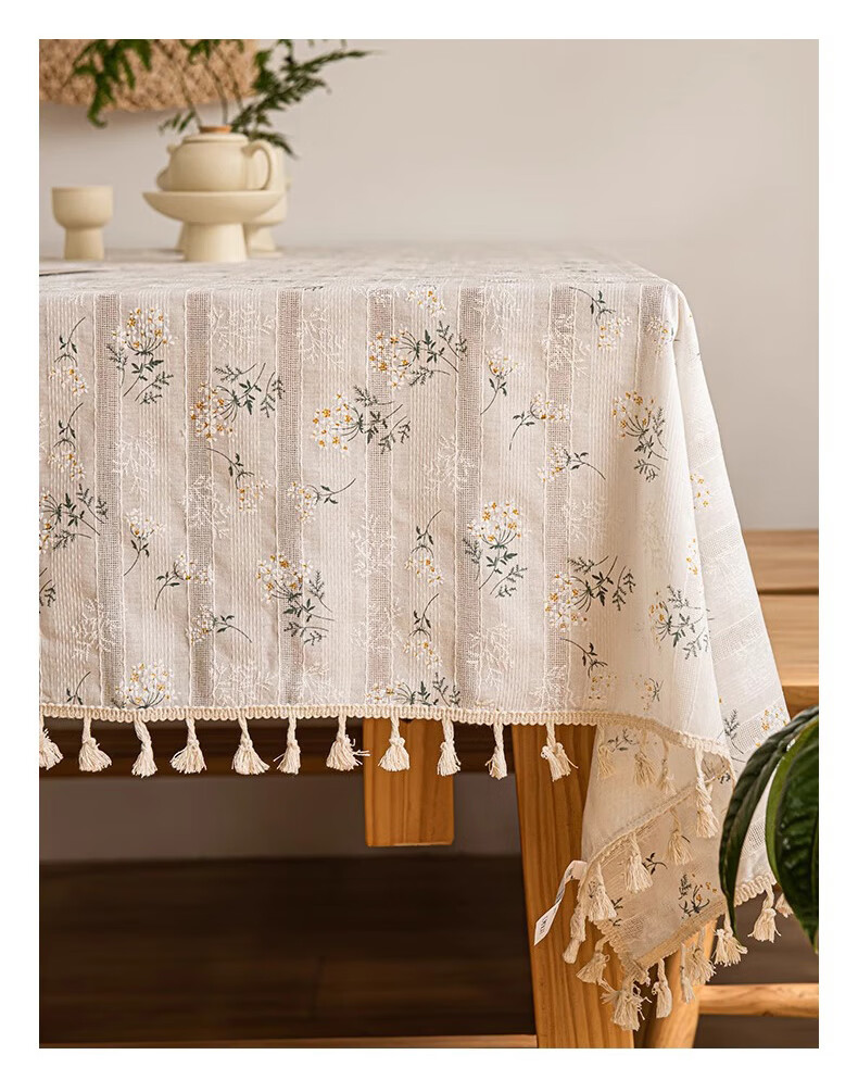 AVIVI Cotton And Linen Tablecloth, Fabric Dining Table Cover, Coffee Table Cloth, Desk Mat, Rectangular Dining Table Pad, 140*180 Cm, Yellow Daisy Patter 9