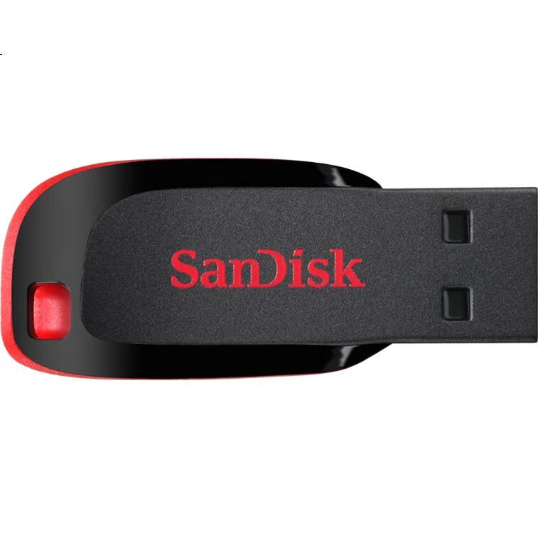 USB-флеш-накопитель SanDisk 64GB CZ50 Cool Blade, USB 2.0, черный/красный, компактный и портативный, стильный дизайн, ПО для шифрования