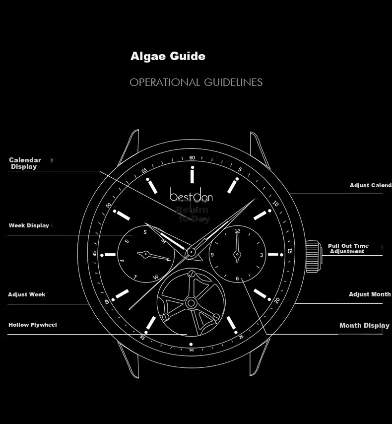 Bestdon Men's Watch, Skeleton Mechanical Watch, Multifunctional Waterproof Wristwatch, Gift Box for Men, Gift for Boys And Friends 18