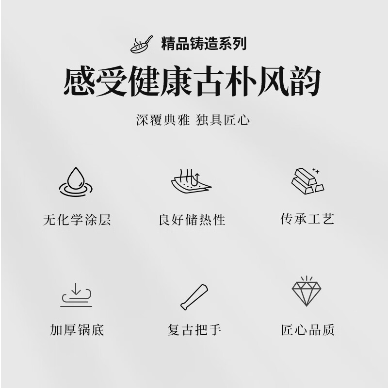 Lao Yiren Cast Iron Skillet Non-Stick Thickened Raw Iron Pan Pancake Pan Steak Pan for Gas Stove and Induction Cooker