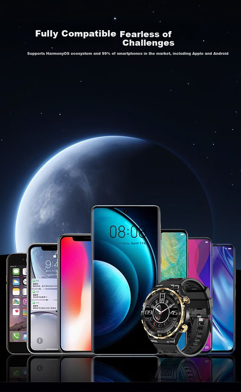 Dosmet Huawei HarmonyOS Compatible Smartwatch for Men, Sports Running GPS Beidou Positioning Compatible with Apple IPhone And IOS 5
