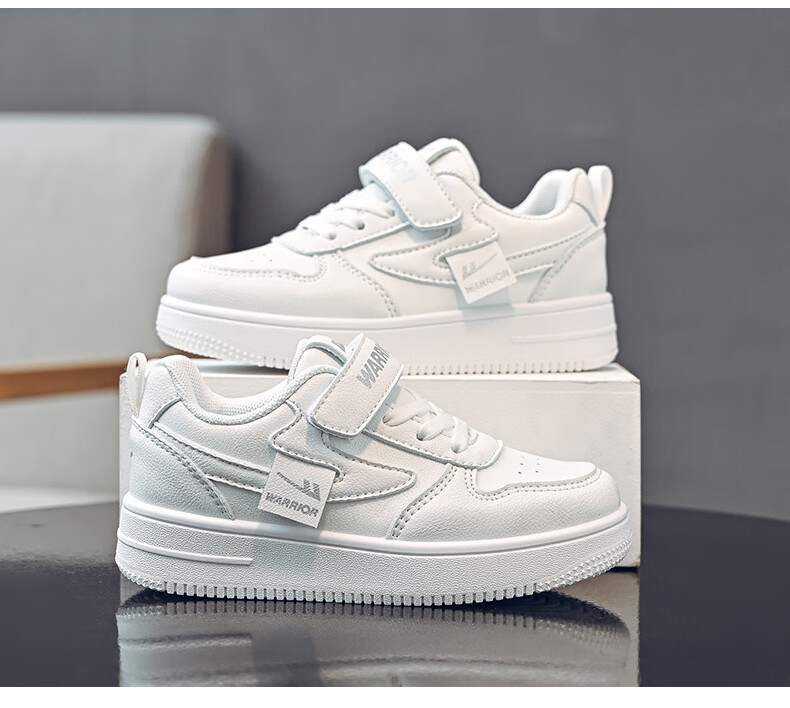 Warrior Children's Shoes Girls' Sports Shoes Spring And Autumn Soft Sole Sneakers Boys' School White Shoes WZ(CL)-0968 White Size 33 3
