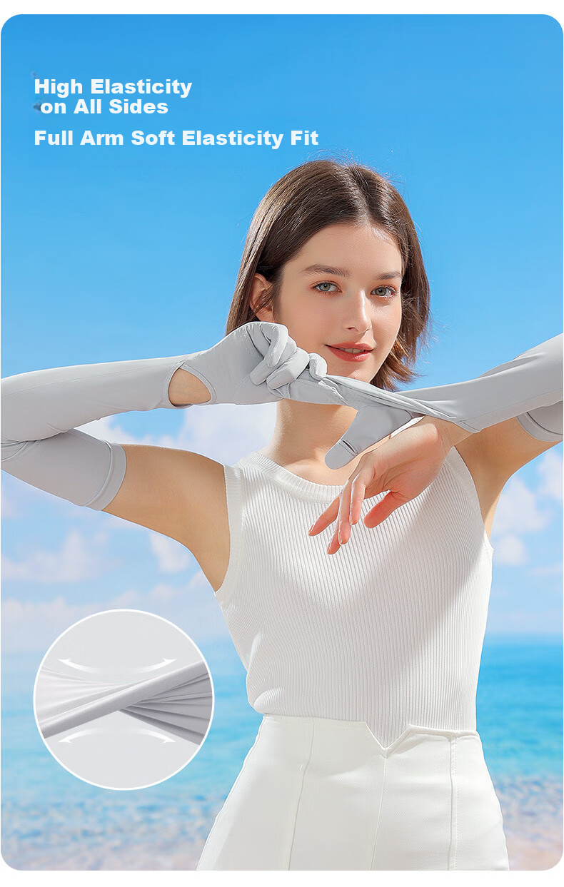 TUCANO Sun Protection Gloves for Women, Summer Driving UV-Resistant Sunshade Arm Sleeves, Extended Length with Finger Exposures, Touchscreen Compatible, Ice Silk Arm Covers 9