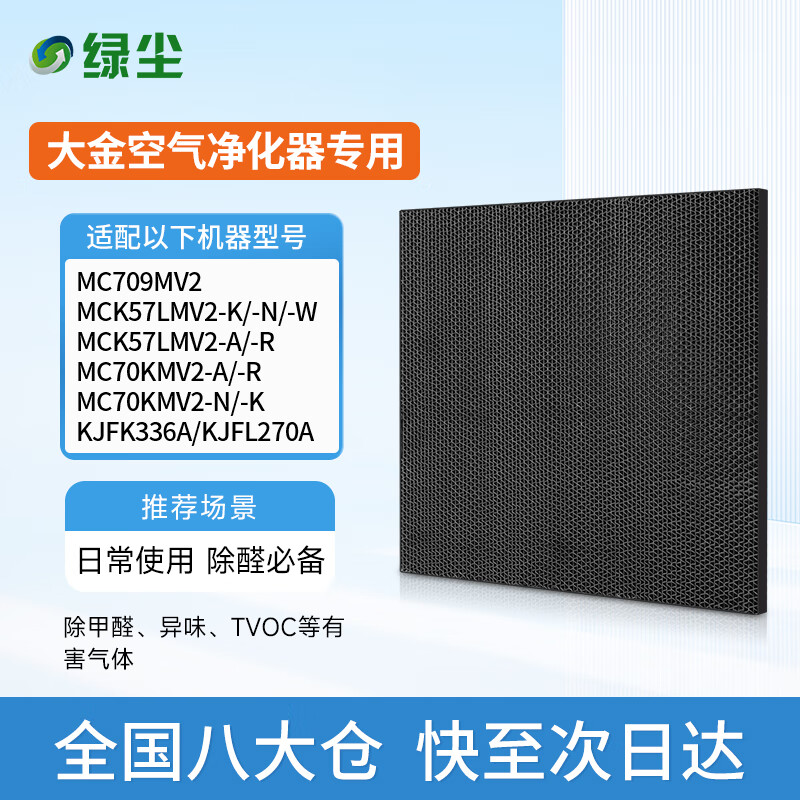 Lvchen Air Purifier Filter Cartridge Compatible with Daikin MC709MV2/MC70KMV2, Pleated Filter for Sterilization and Odor Removal