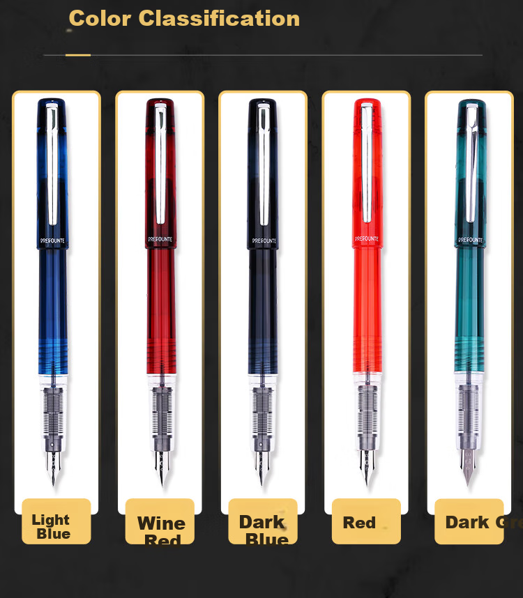 PLATINUM Fountain Pen PPF-800 Fountain Pen PREFOUNTE Student Calligraphy Practice Transparent Demonstration Fountain Pen Red F Nib 1
