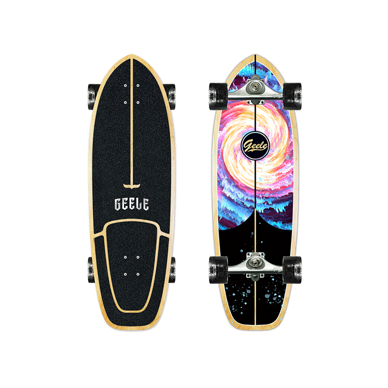 GEELE 30-Inch Land Surfing Skateboard Unisex Simulated Surfing Snowboard Street Cruiser No-Push Skateboard