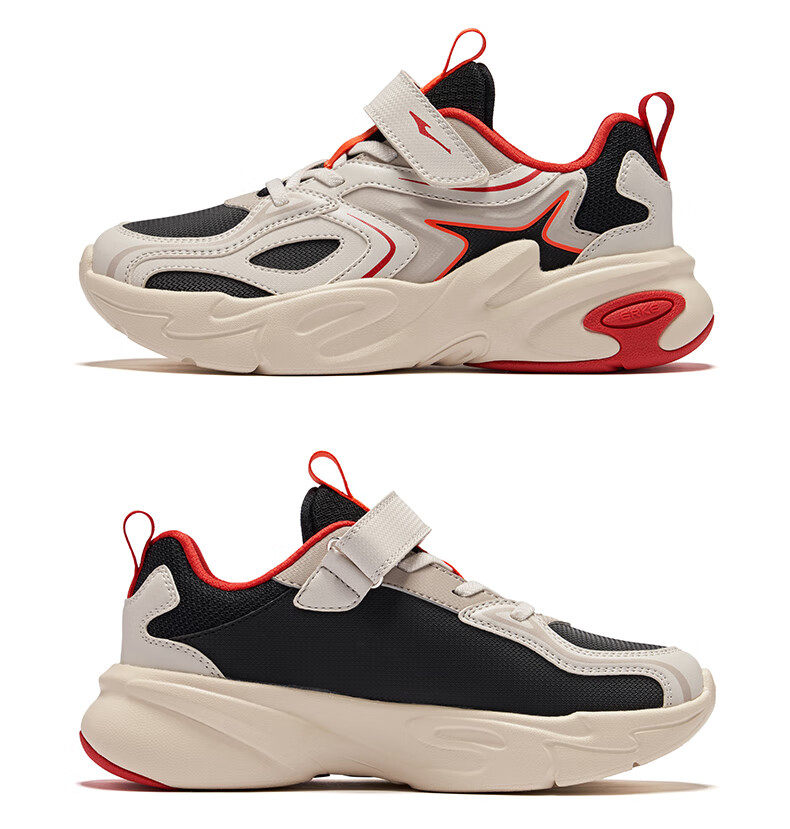 ERKE Kids Boys Sports Shoes Children's Leather Shock Absorption Casual Shoes Original Color/Yam Gray Size 31 42