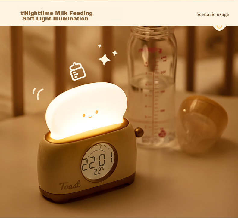 BANDIAN ORIGINality Retro Bread Maker Alarm Clock for Students, Desktop Learning Clock with Night Light, Countdown Timer, Multifunctional Bedside Sleep Light, Back-To Gift, Cream Yellow 10