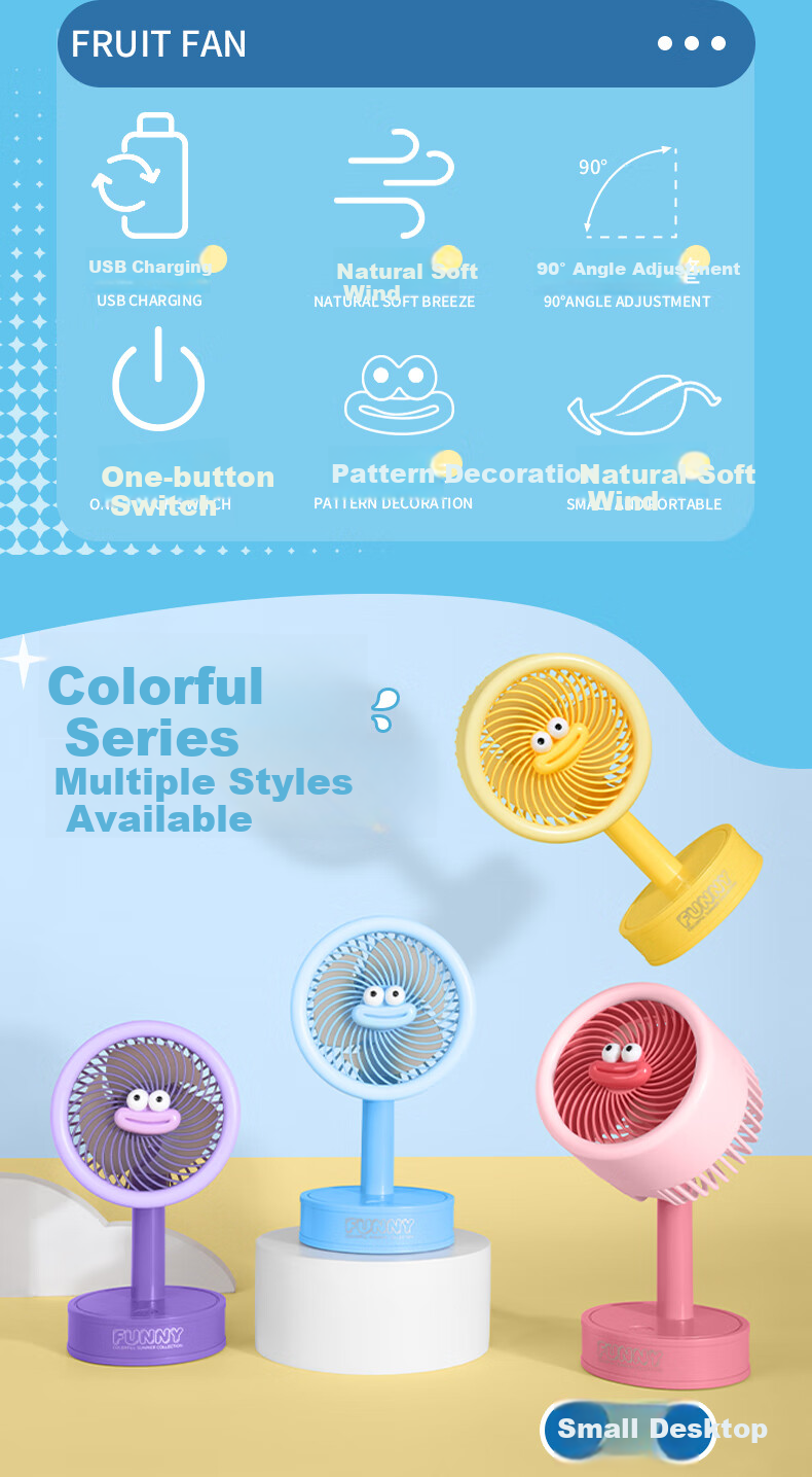 Ouliwen Mini Fan, Desktop And Bed Use, USB Rechargeable, Low Noise, Stepless Speed Adjustment with Base, Portable Mini High-Power Electric Fan for Office And Dormitory, Purple 2