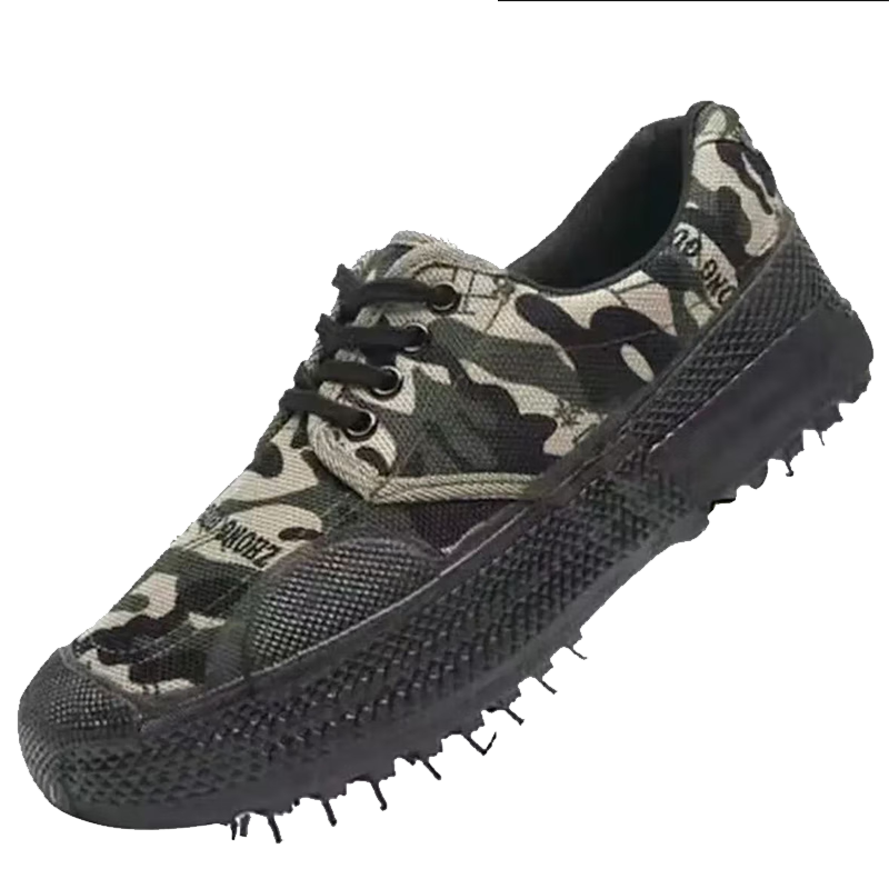 Anxianda Safety Shoes, Liberation Shoes, Construction Site Camouflage Shoes for Men And Women, Military Training Rubber Shoes, Wear-Resistant Non-Slip Canvas Shoes, Outdoor Hiking Farm Work Low-Top Sneakers, China Dream, Size 42