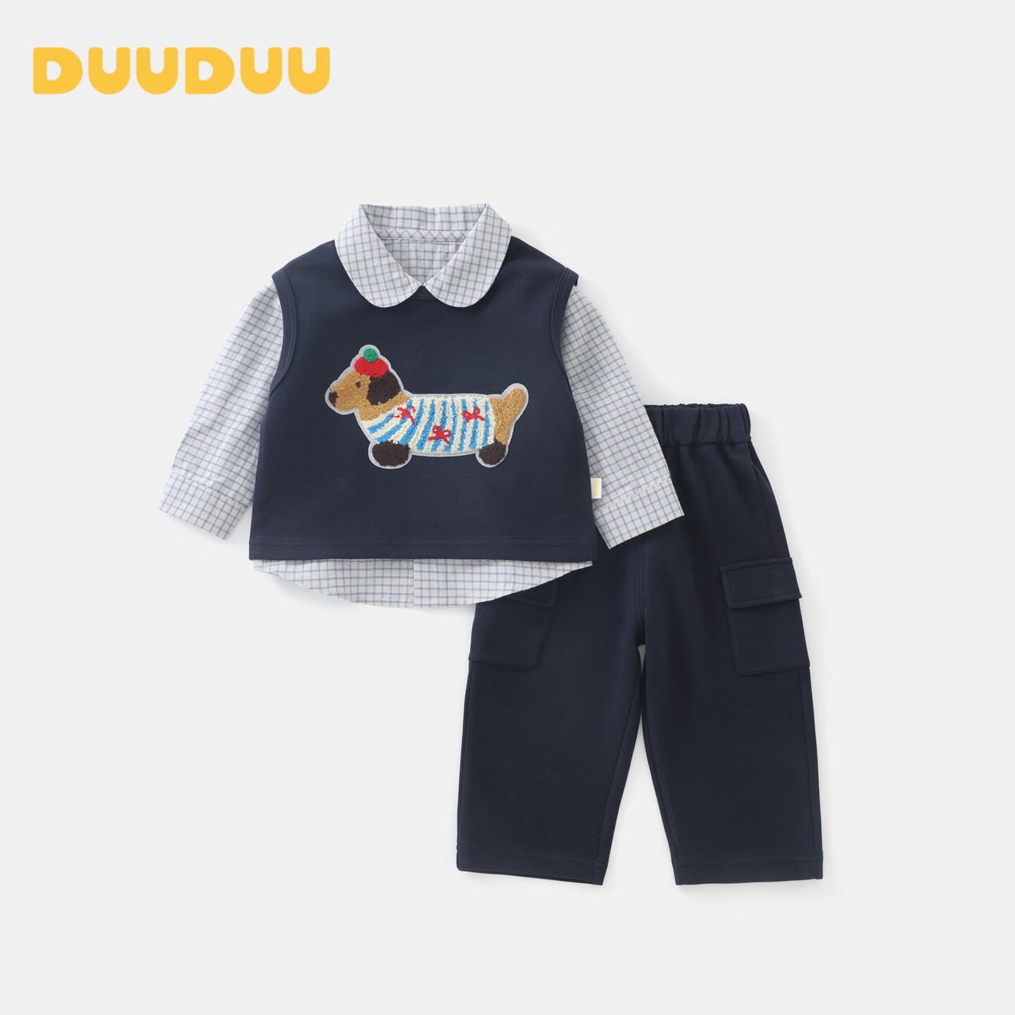 DUUDUU Toddler Cartoon Outfit Spring Autumn Baby Vest Long Sleeve Shirt Infant Casual Pants Size 90