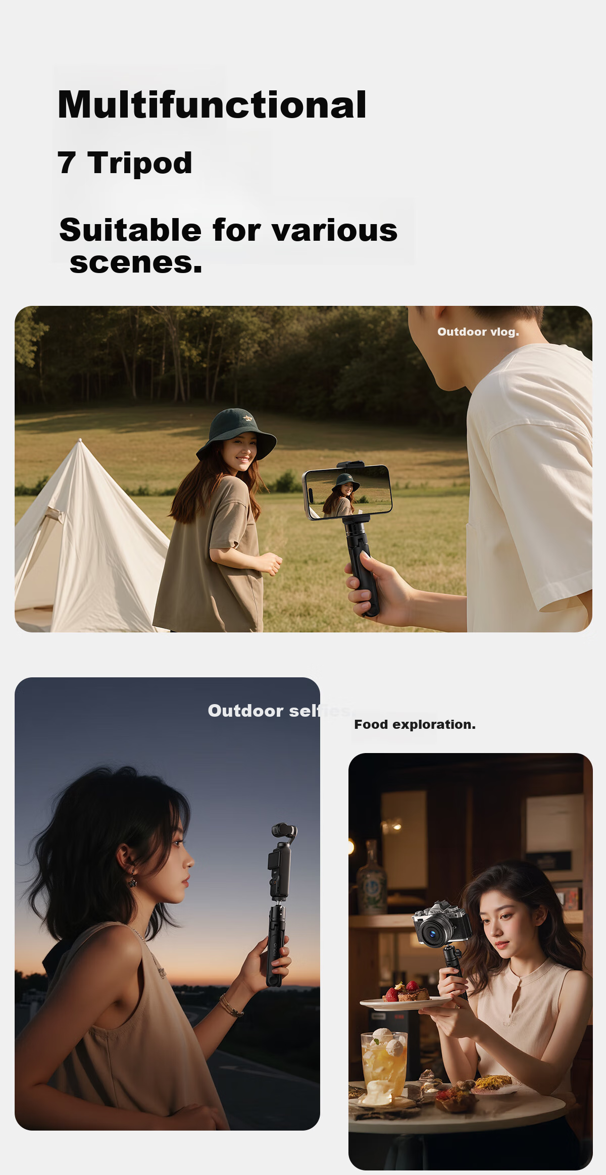 Llano Desktop Camera Tripod Mini Handheld Selfie Stick Compatible with Sony Nikon Fuji Canon DSLR Mirrorless DJI Pocket 4/4/3/Insta360 Luna Portable Stand 14