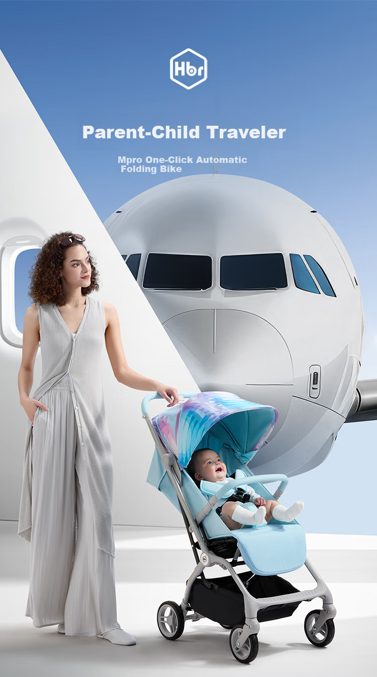 HBR Stroller, Lightweight High-View Children's Carriage, Can Sit Or Lie Down, Mpro Automatic Folding, Energetic Gree 1