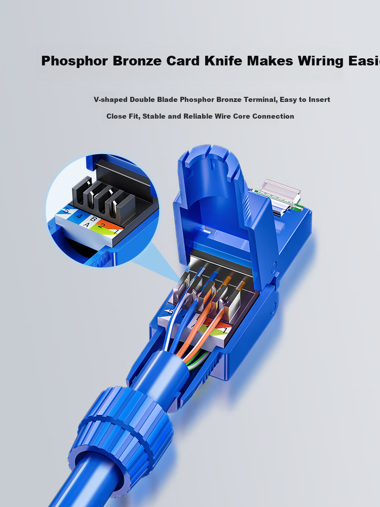 ShanZe CAT7 Shielded Tool-Free RJ45 Connector, Category 7 Ethernet Network Cable Connector, 6U Crystal Head, 10Gbps, Tool-Free, 1 Piece PMD71 4