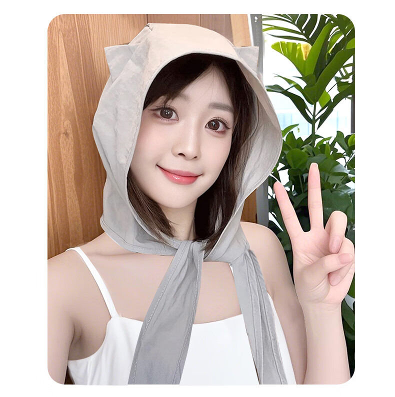 Jian Cai Cute Little Devil Tie Headscarf Hat Women 2025 New Sunshade Breathable Quick-Dry Head Wrap Strap Sun Protection Hat for Women 6