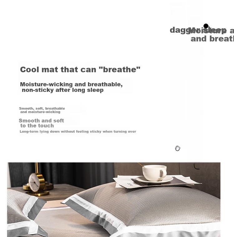 UCHINO HU-HY05L06 Summer Encounter Ice Silk Mat Set of Three Pieces, 180*200cm, Set, Gray 6