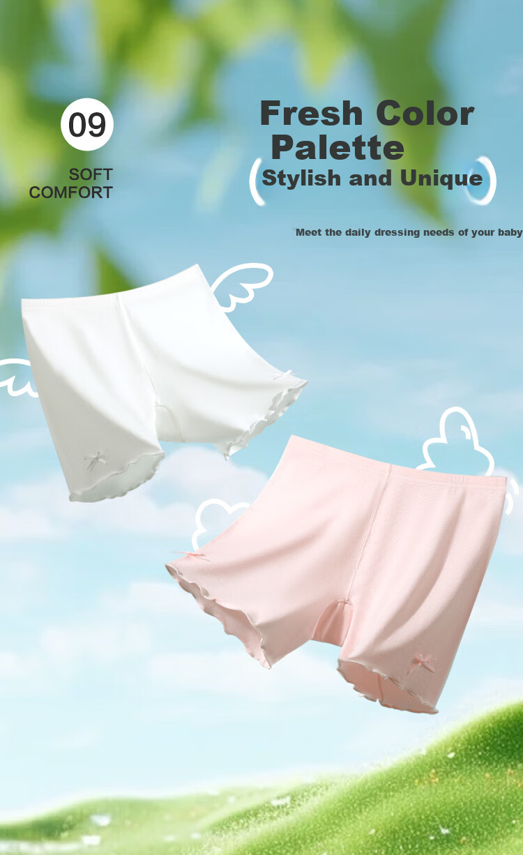 Hodohome Children's Underwear, Girls' Modal Antibacterial Pure Cotton Crotch Safety Shorts, Anti-Chafing Butterfly Bow Base Layer Pants 002 130 9