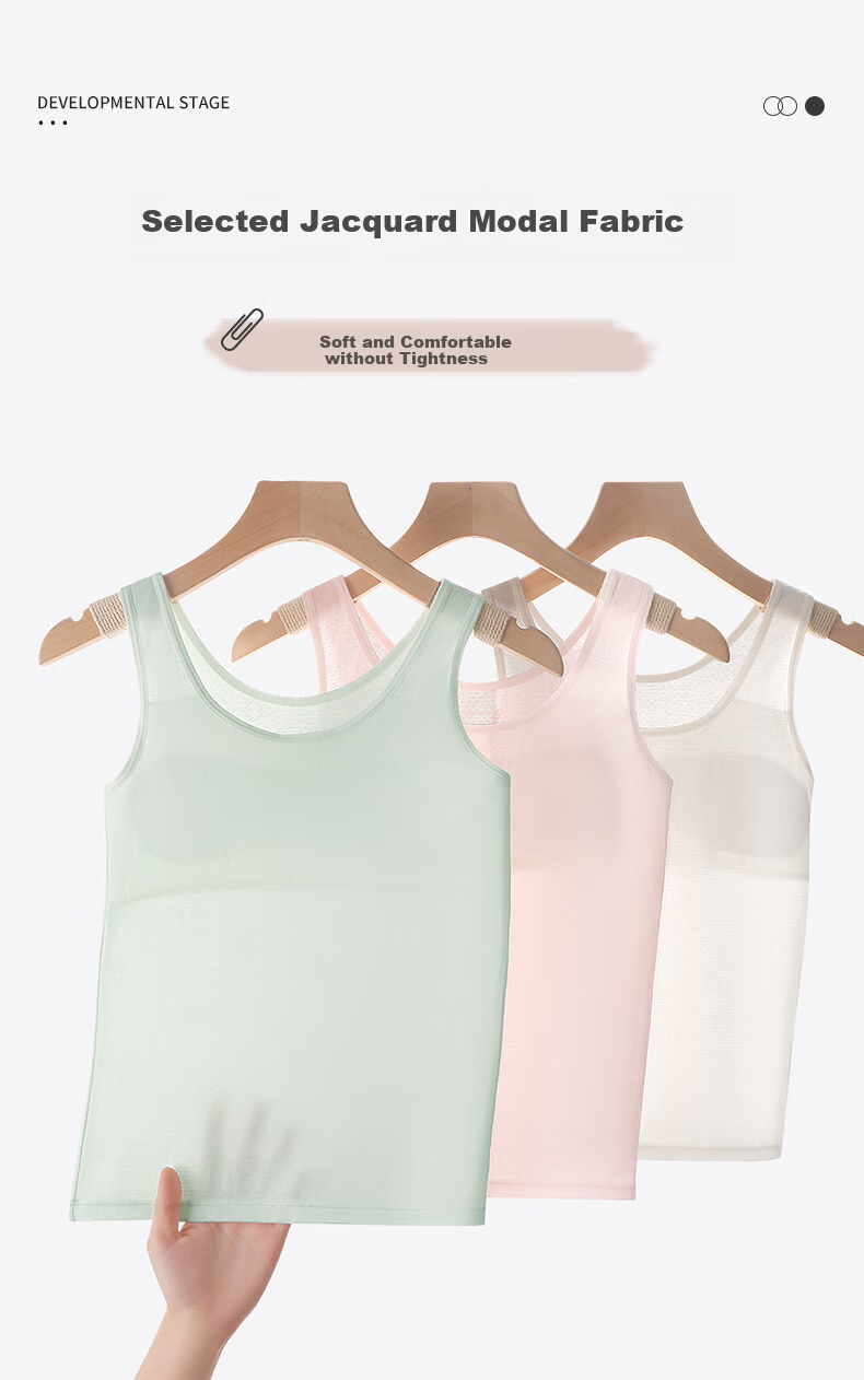 Ailier &ouluola Children's Underwear, Girls' Puberty Bra for Ages 9-12, Big Girls' Camisole Undershirt for Primary And Secondary School Students, Long Style, Small Vest, Size S 2