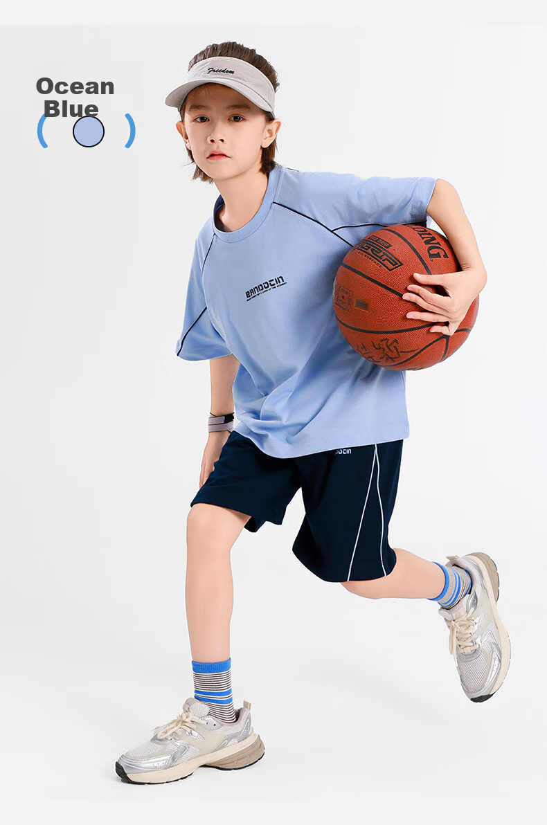 BANDOCIN Boys' Sports Quick-Dry Clothing Set, Summer Thin Style for Older Children, 2026 New Model, Glacier White, Size 170 11