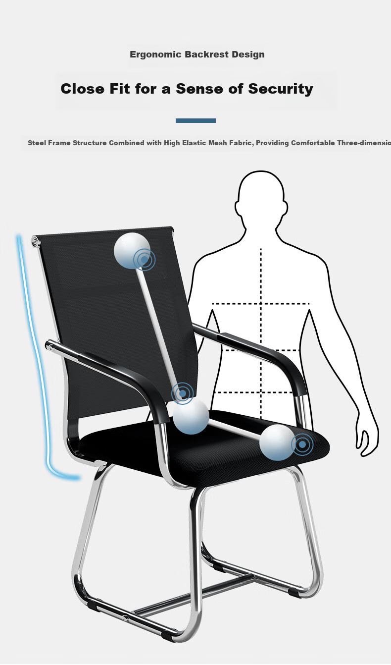 Quanpinwu Office Chair Computer Chair Ergonomic Chair Stool Backrest Chair Bow-shaped Chair Conference Chair Executive Chair Training Chair 4