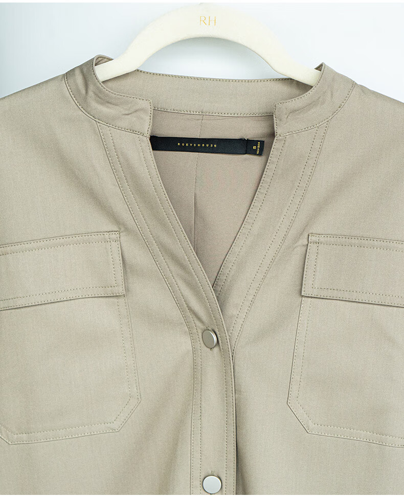 ROEYSHOUSE Waist-Cinching Commuter Dress, 2026 Autumn Collection, Elegant Tie-Waist Midi Skirt 07245, Khaki Green, Size S 12