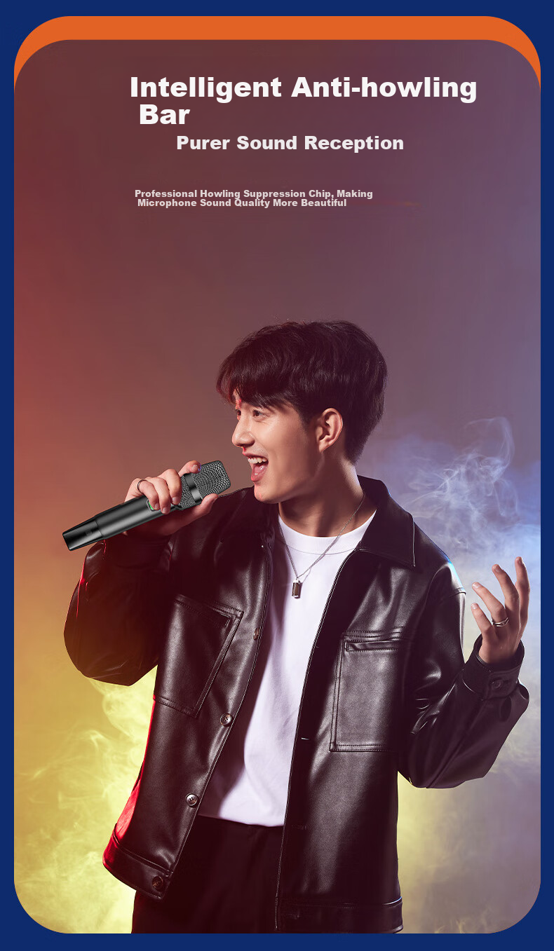 PHILIPS Wireless Microphone for KTV Performances, 120-Meter Range Transmission, Anti-Howling, Multi-Room Echo, Car-Mounted, Type-C with Built-In Battery 3