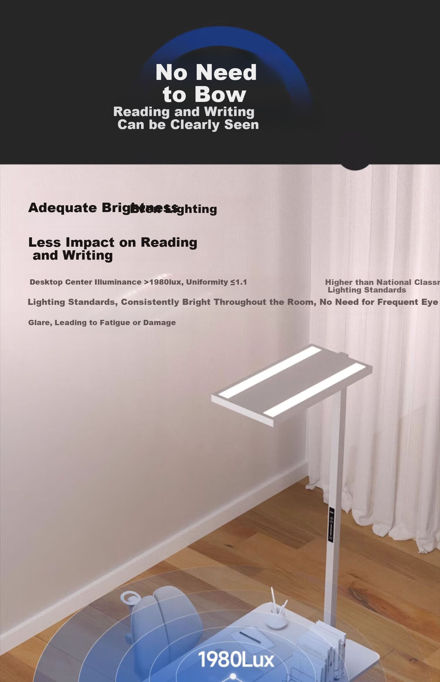 Mulinsenzhaoming Standing Eye Protection Desk Lamp, Full Spectrum Light Beads, Children's Study Floor Lamp, Voice-Controlled Model 12