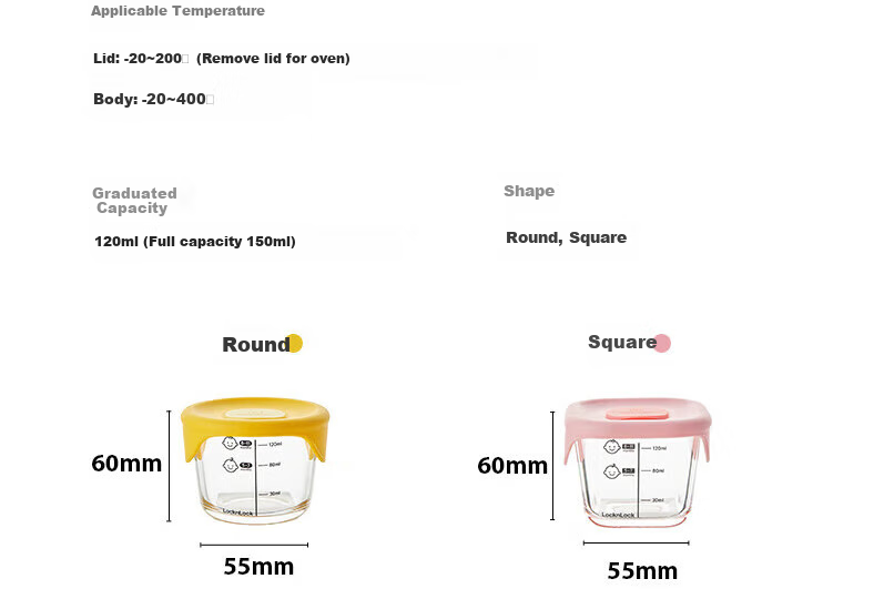 LOCK&LOCK Baby Food Container, Glass Storage Box, Divided Compartment Container, Steaming And Cooking Mini Food Tool, Baby Steamed Egg Bowl 14