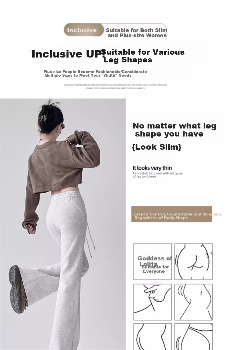 LangSha Women's Micro-Leggings for Spring And Autumn 2026 New Style Versatile High-Waisted Slimming Harem Pants Casual American-Style Flared Sweatpants 9