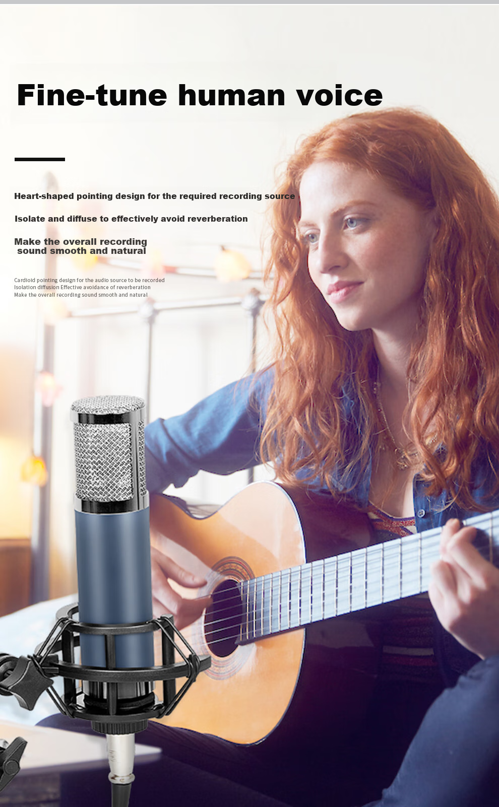 Depusheng Condenser Microphone, 48V Sound Card Mic for Recording, Singing, Live Streaming, Karaoke Teaching, Voice Acting, Audiobooks, Shouting, Gaming, Diaphragm, High-Fidelity Studio Recording, V11 3