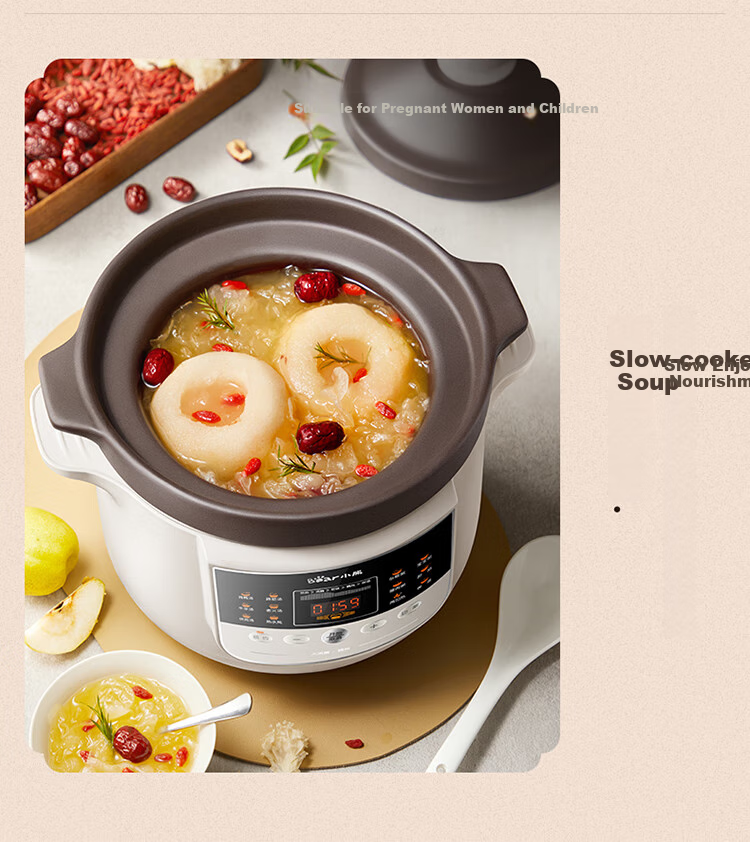 Bear Electric Slow Cooker Soup Pot Baby Food Cooker Porridge Pot Health Small 1-2 Person 1.5L DDG-H15Z6 13